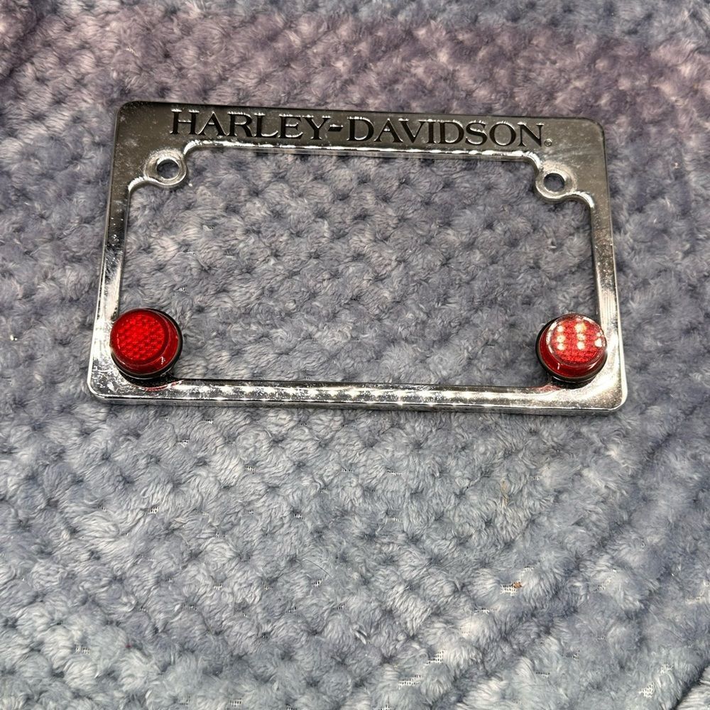 Harley-Davidson Chrome Frame with Red Reflector Accents